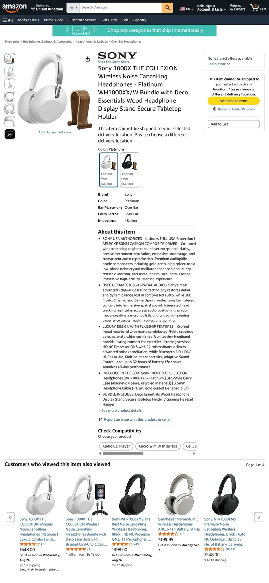 Amazon — Product page rendered by the Web Scraping API