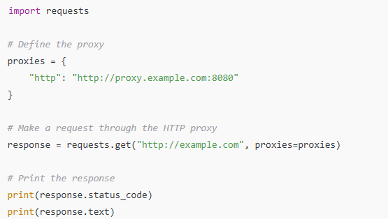 Example of an HTTP Proxy Configuration