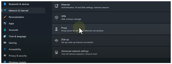 Manual proxy setup