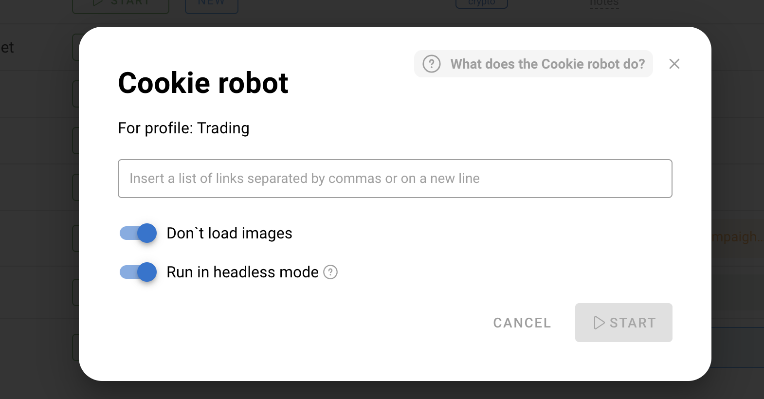 L'interface des paramètres de Cookie Robot est affichée