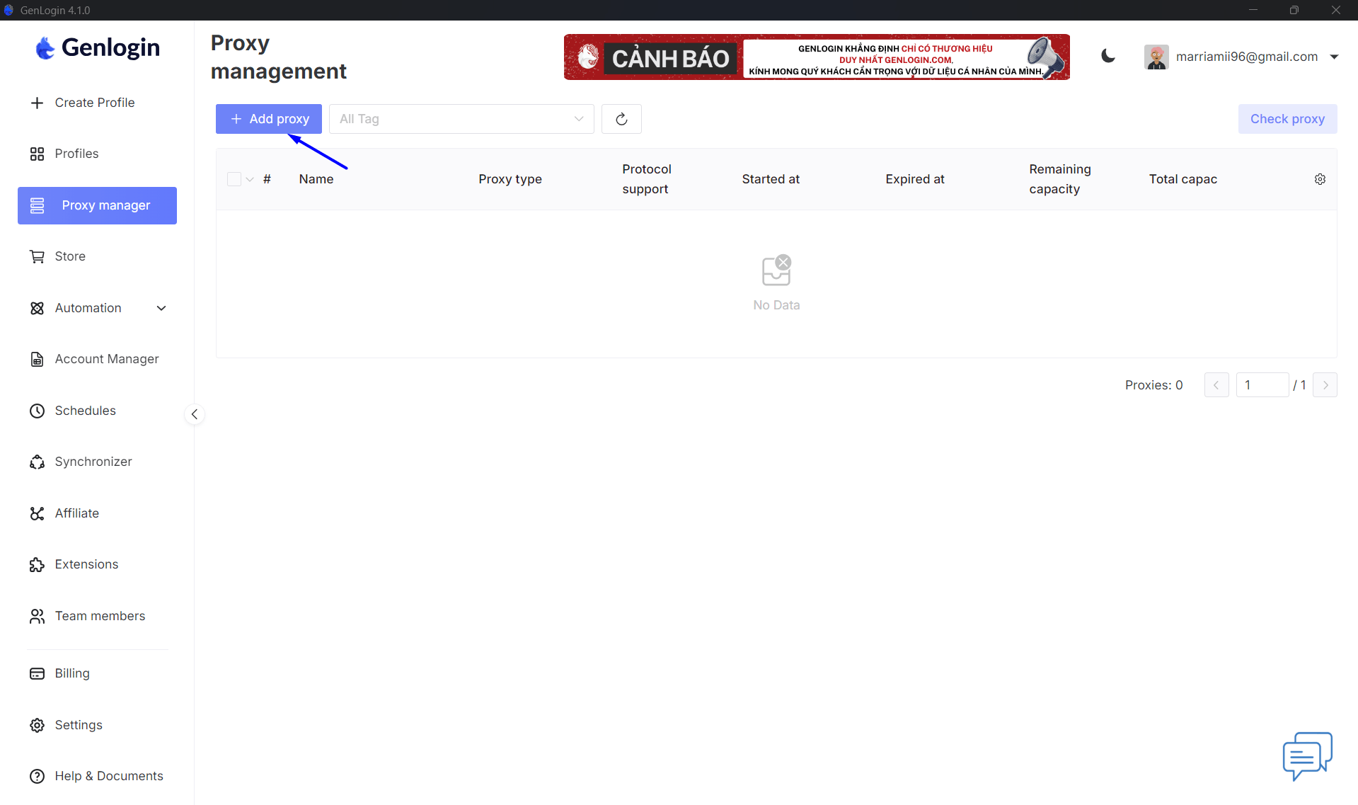 Genlogin add proxy