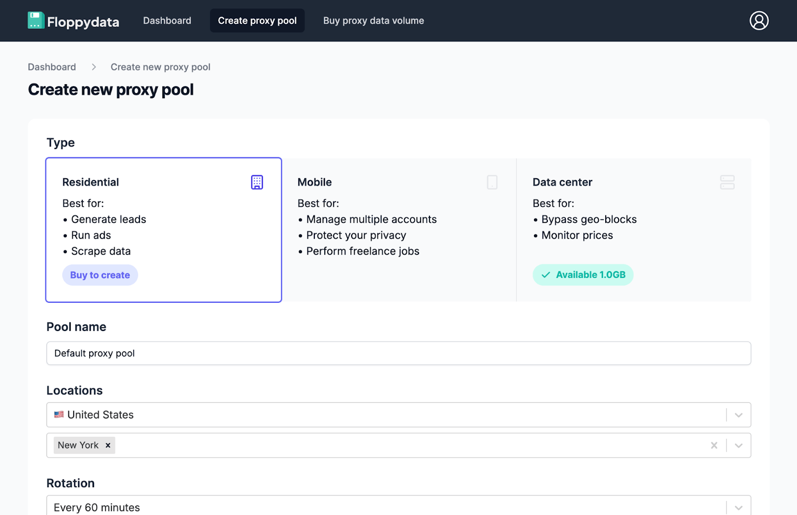 Floppydata proxy pool