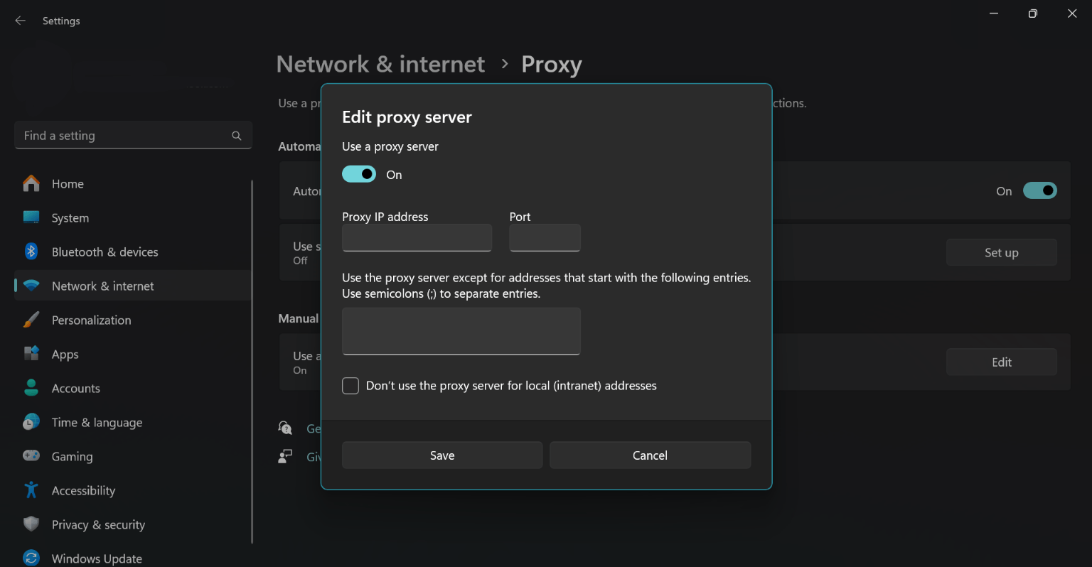 windows proxy settings
