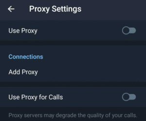 Telegram app proxy settings