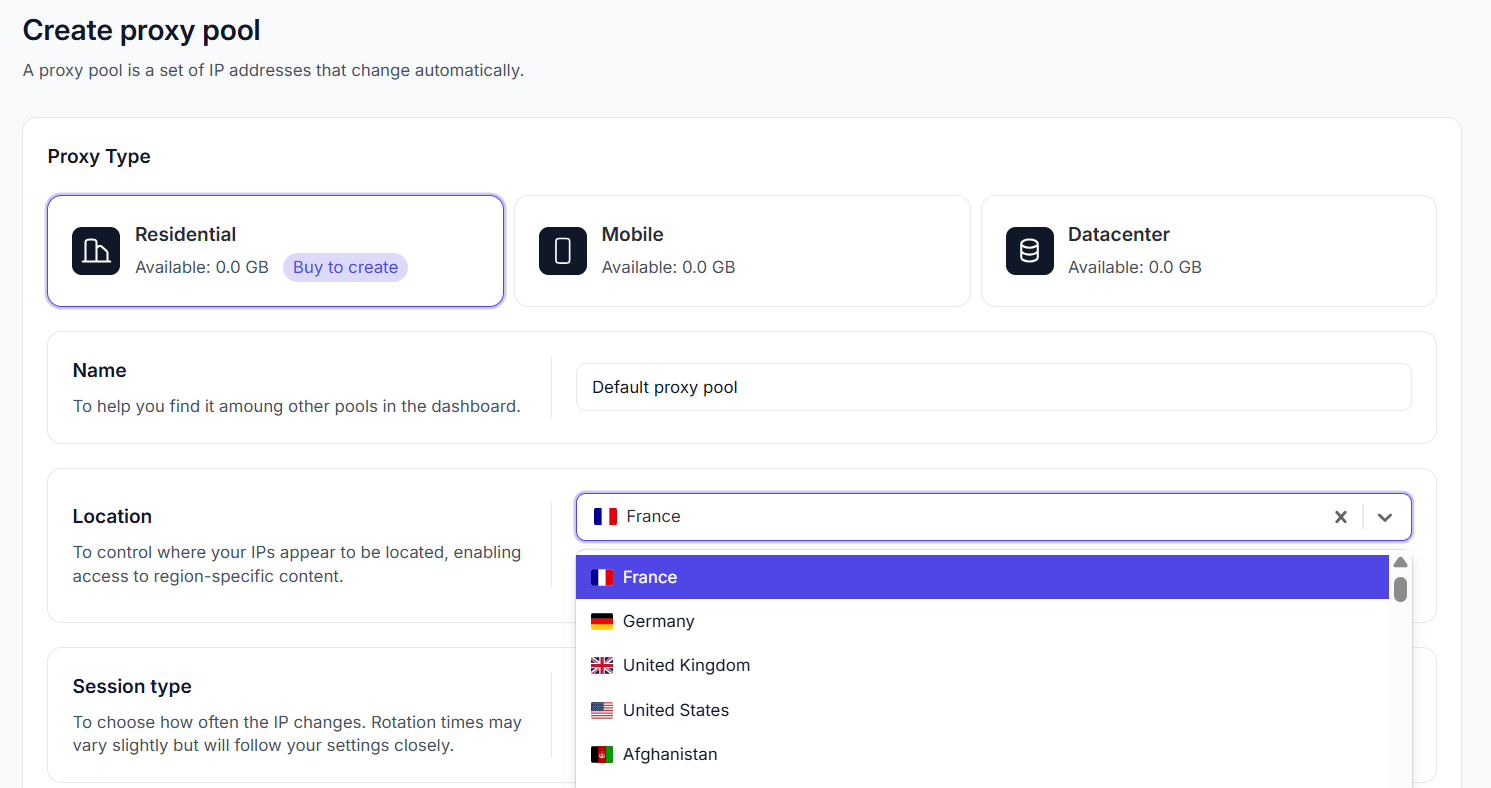 floppydata create proxy pool