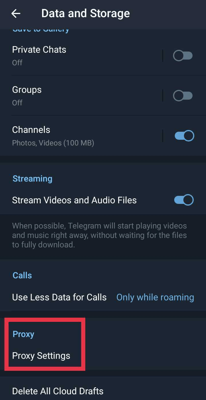 Telegram app data and storage