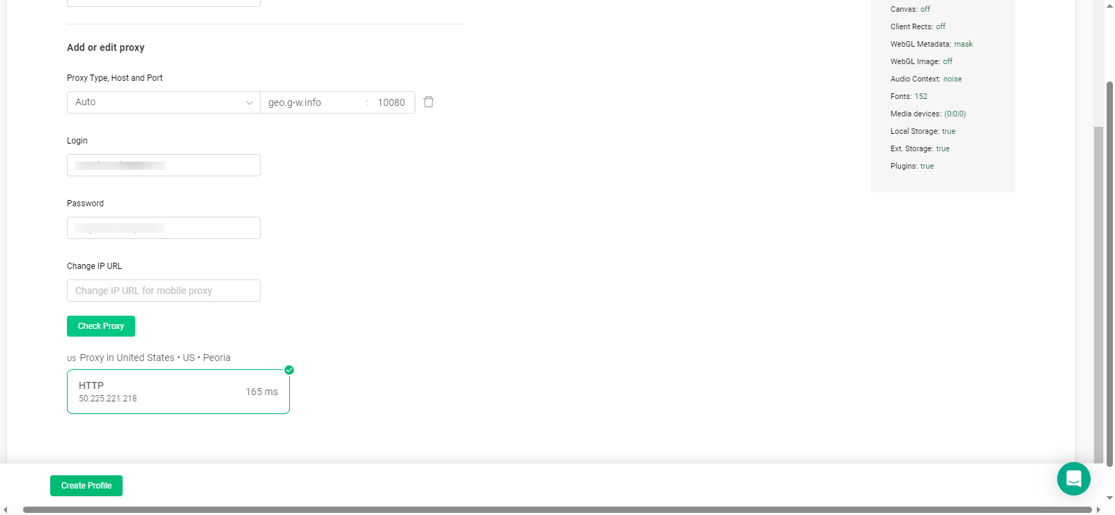 Gologin proxy settings