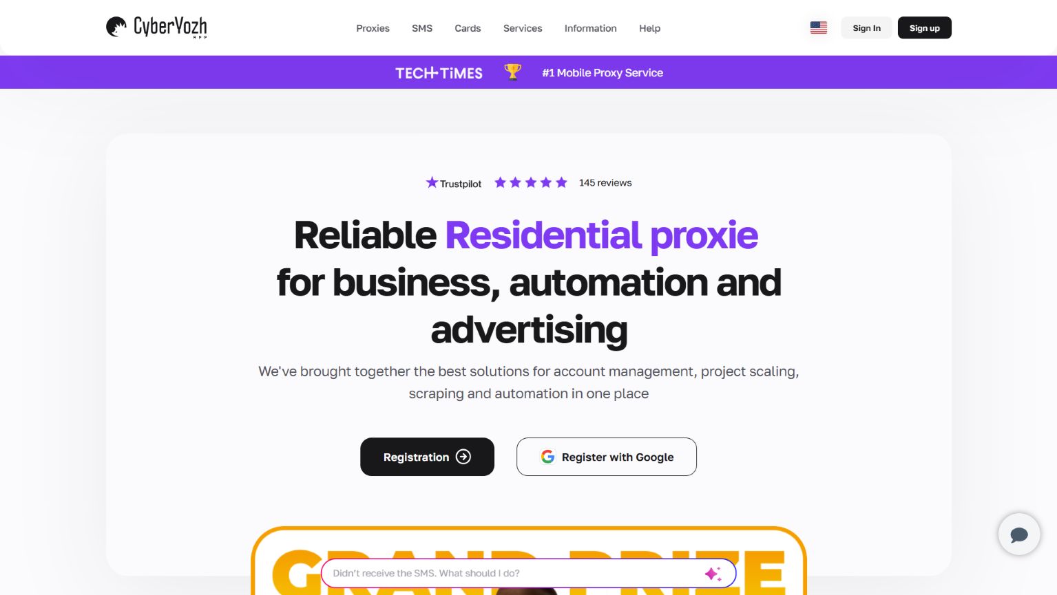 Website promoting residential proxy services