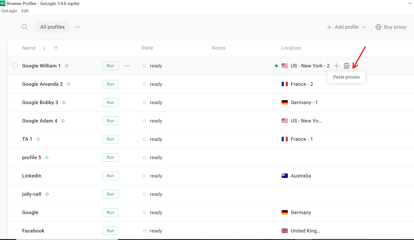 Gologin add proxy to profile