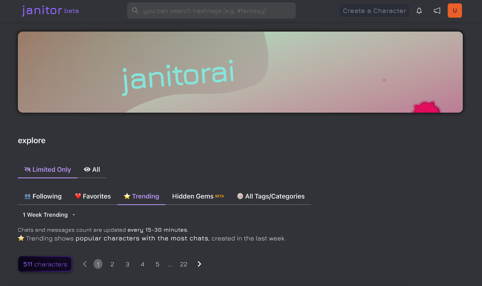 Приборная панель Janitor AI