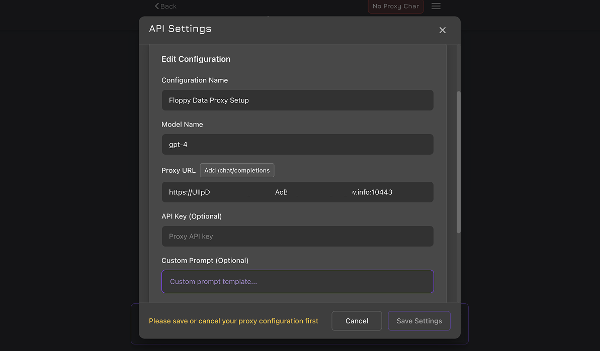 Настройки api Janitor AI