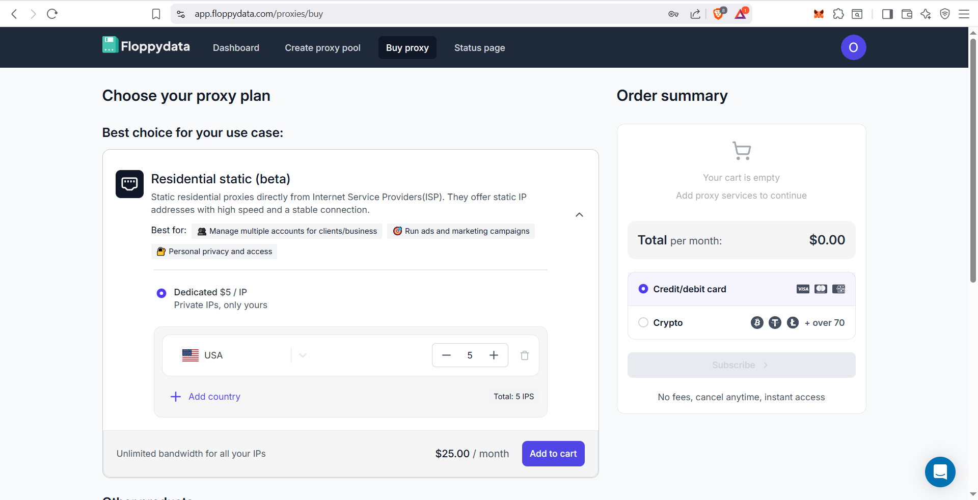 Floppydata - Pick a Proxy Plan