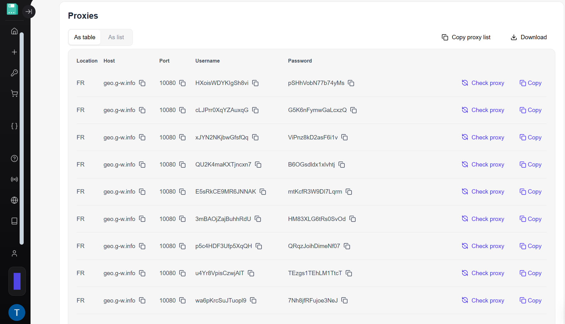 Floppydata proxy list