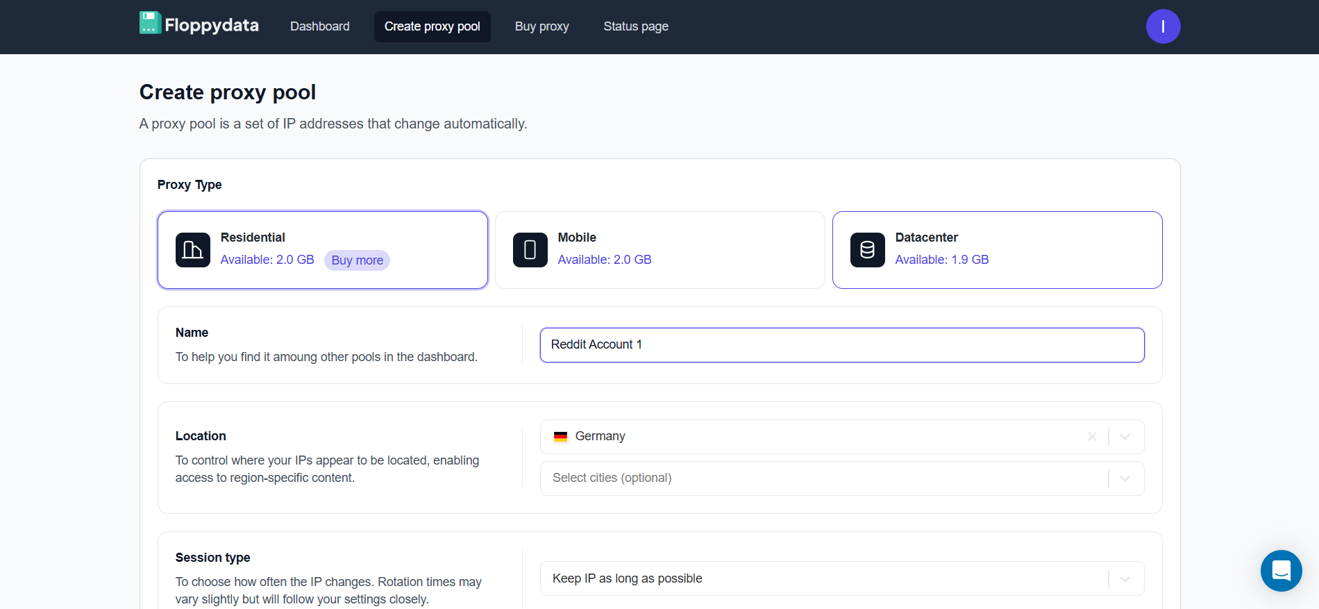 Floppydata - Create Proxy Pool