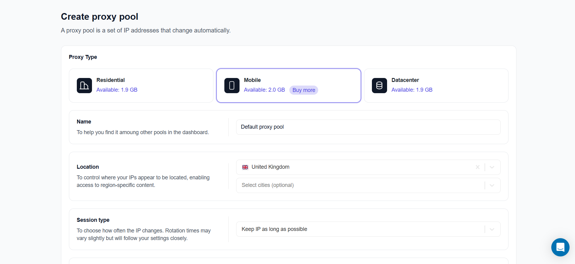 Floppydata - create proxy pool