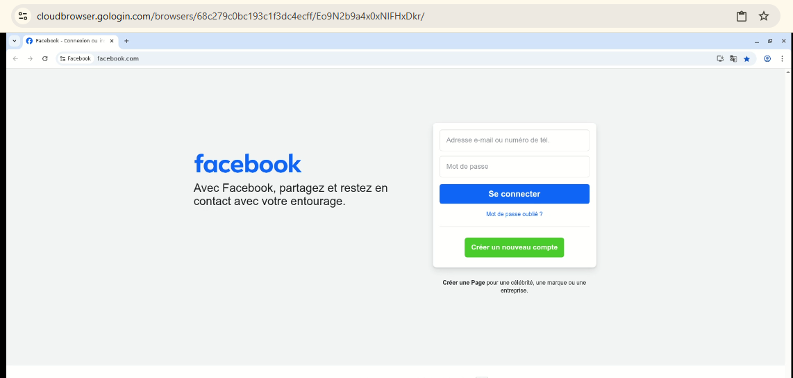 Gologin facebook profile