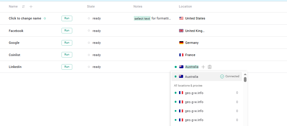Gologin choose proxy