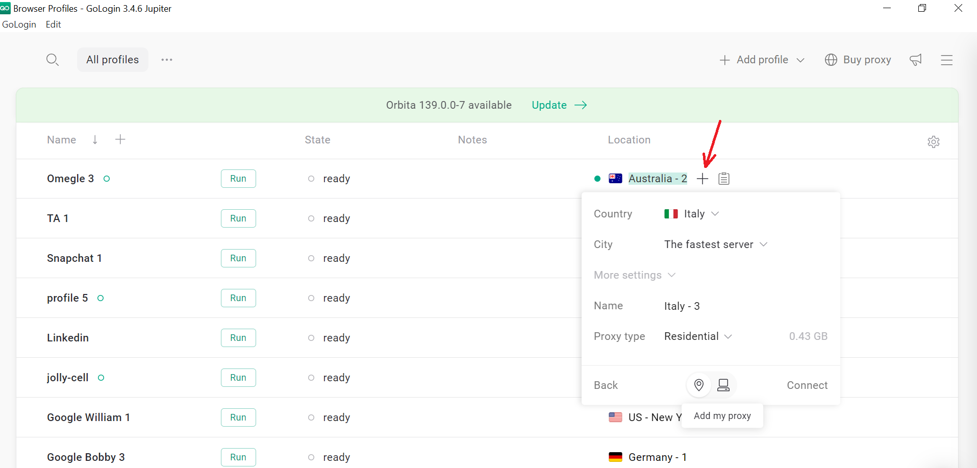 Gologin - add proxy