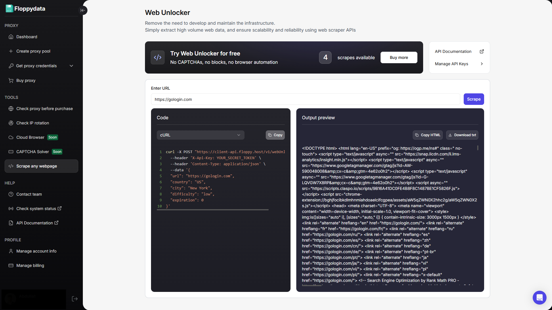 Analyze the target URL