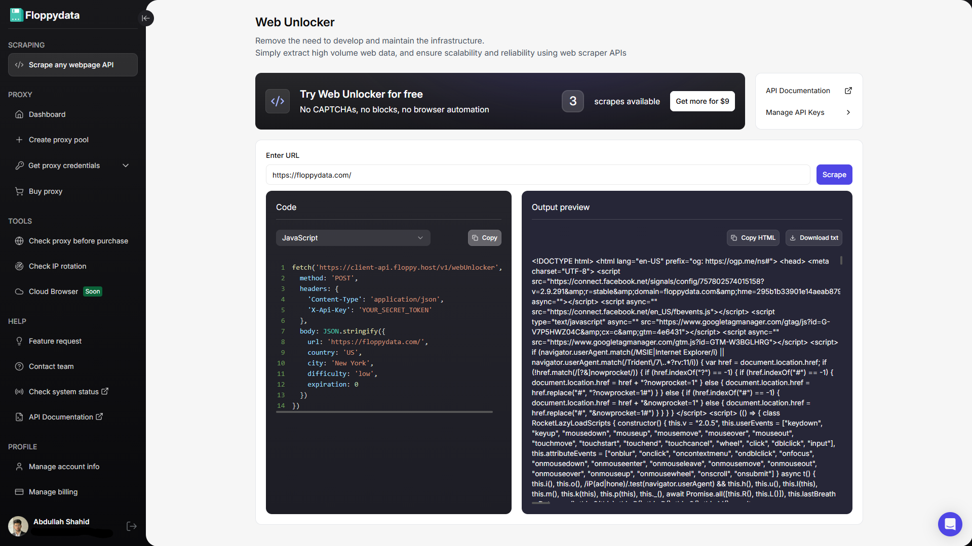 Get a Web Scraper API