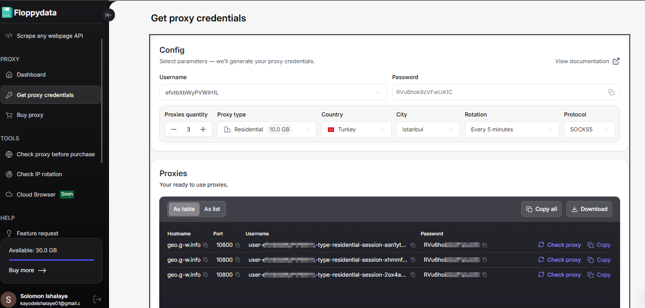 Floppydata Dashboard