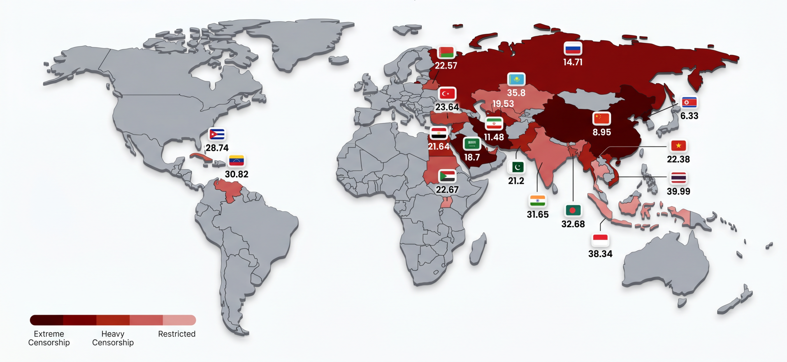 Countries with No Internet Freedom