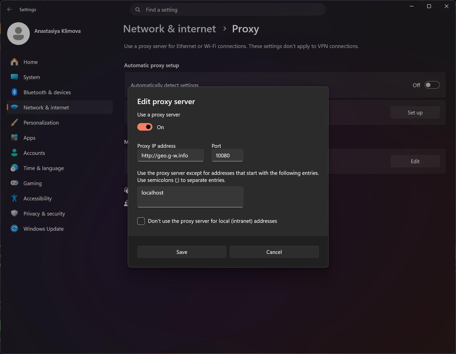 Edit proxy server