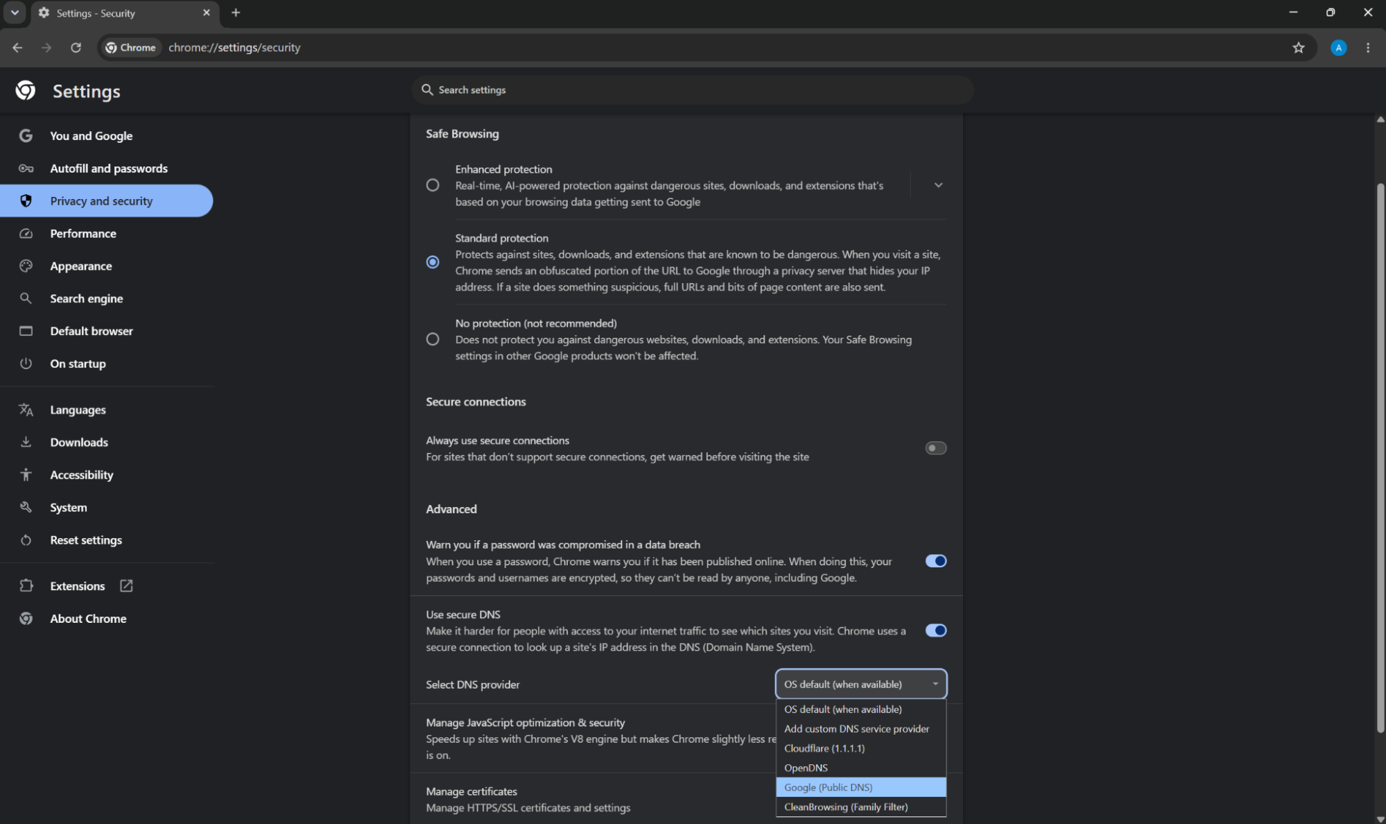 Advanced settings