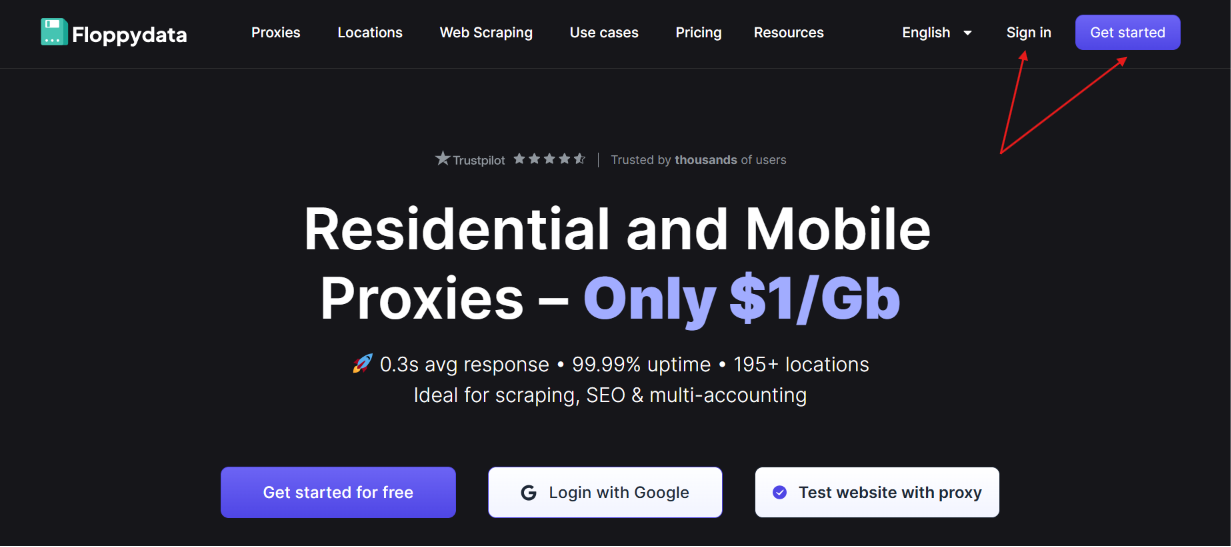 Floppydata proxy service advertisement
