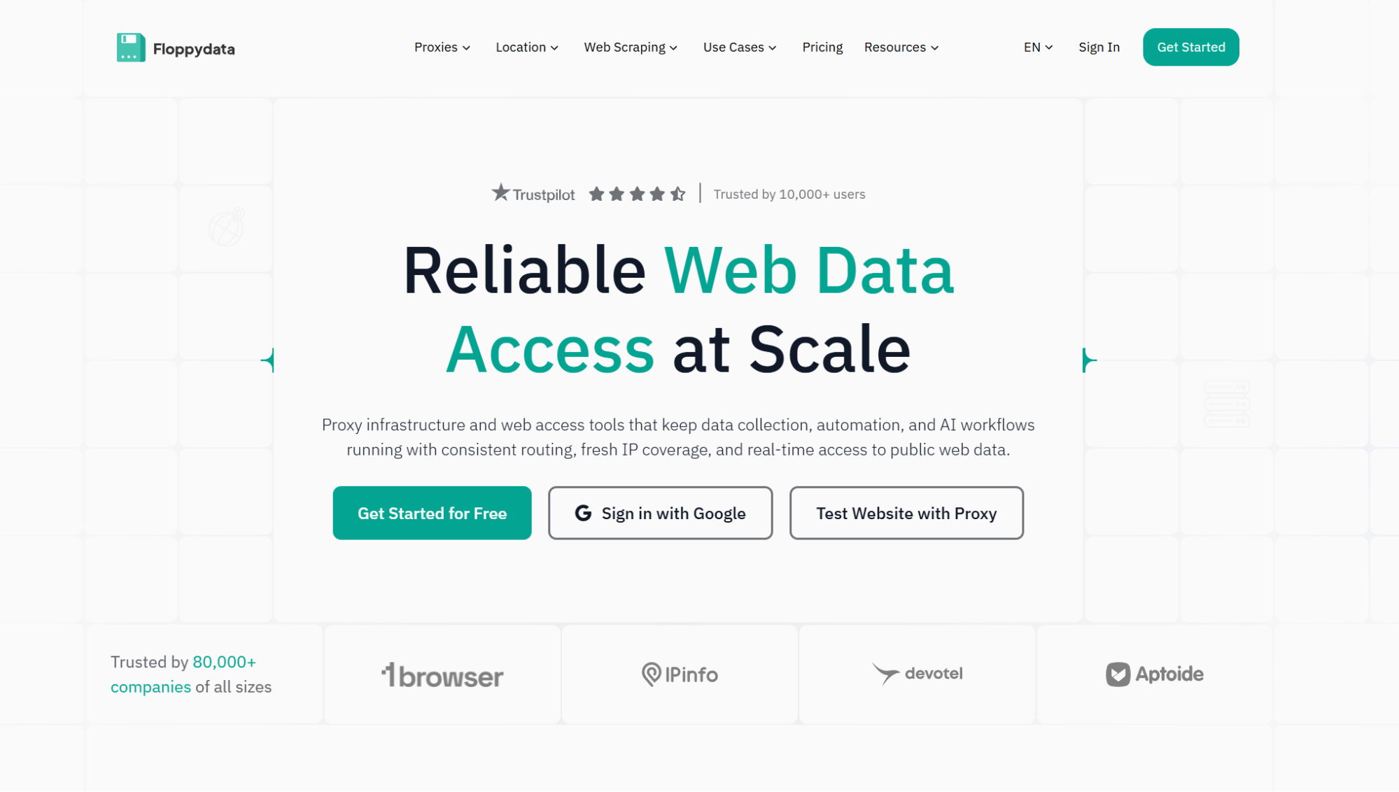 Web data access service homepage