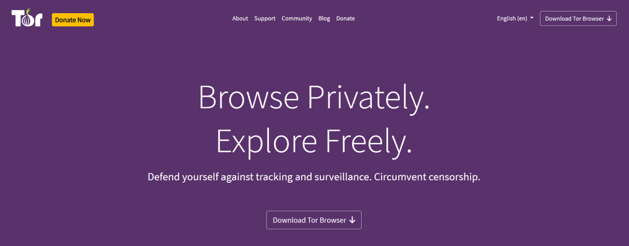 Tor browser promotional website screenshot