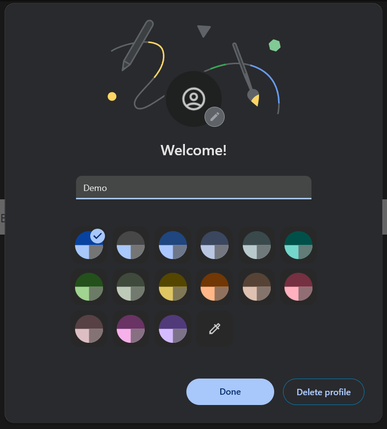 User profile creation interface
