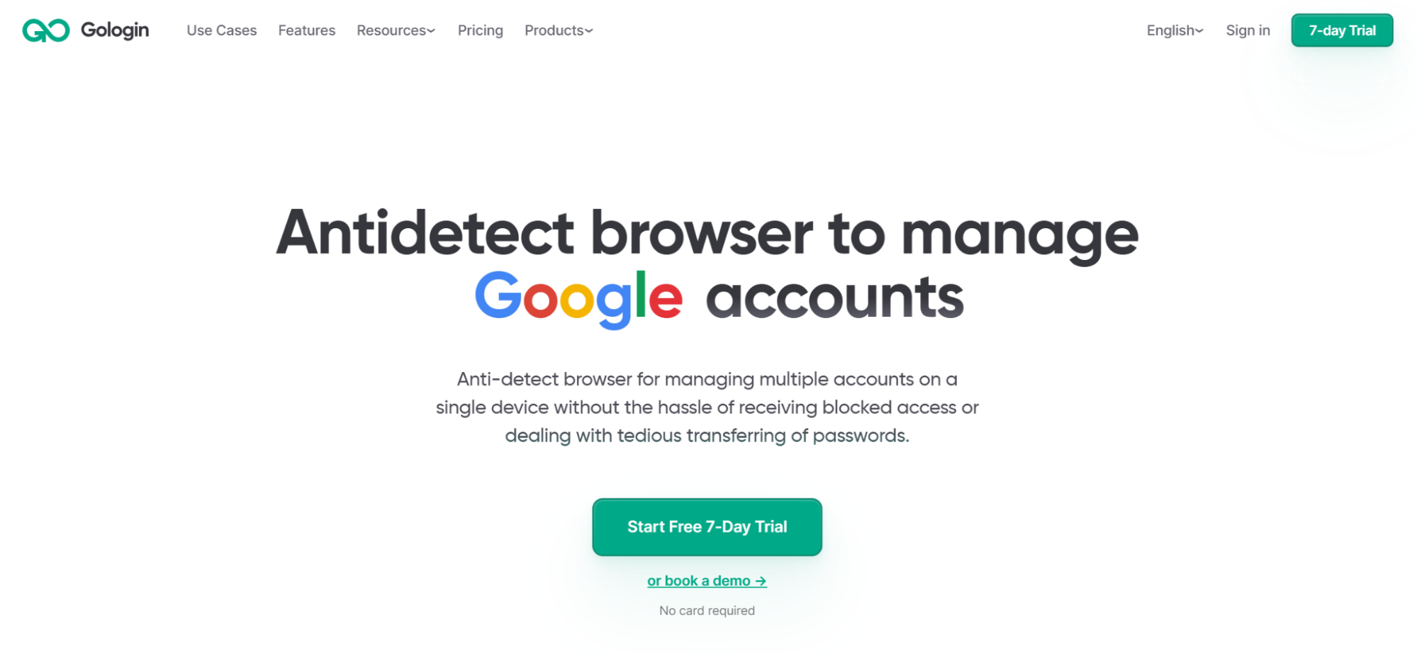 Website promoting an antidetect browser