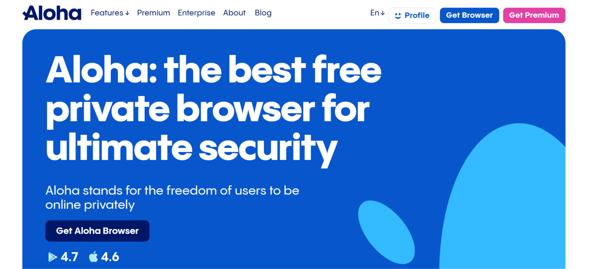 Aloha browser promotional webpage design