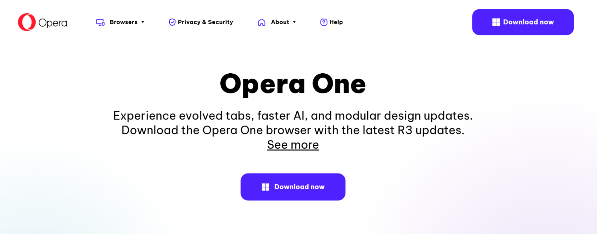 Opera One browser promotional webpage