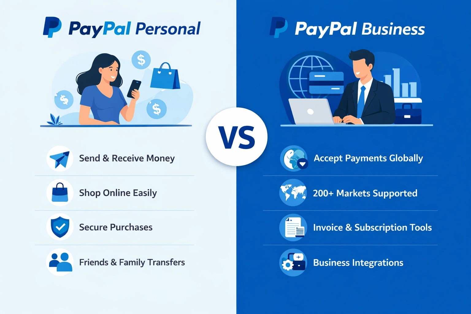 Comparison of PayPal Personal and Business
