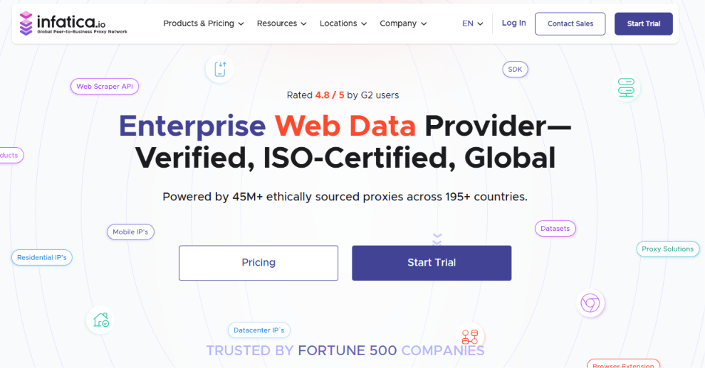 Web data provider promotional webpage